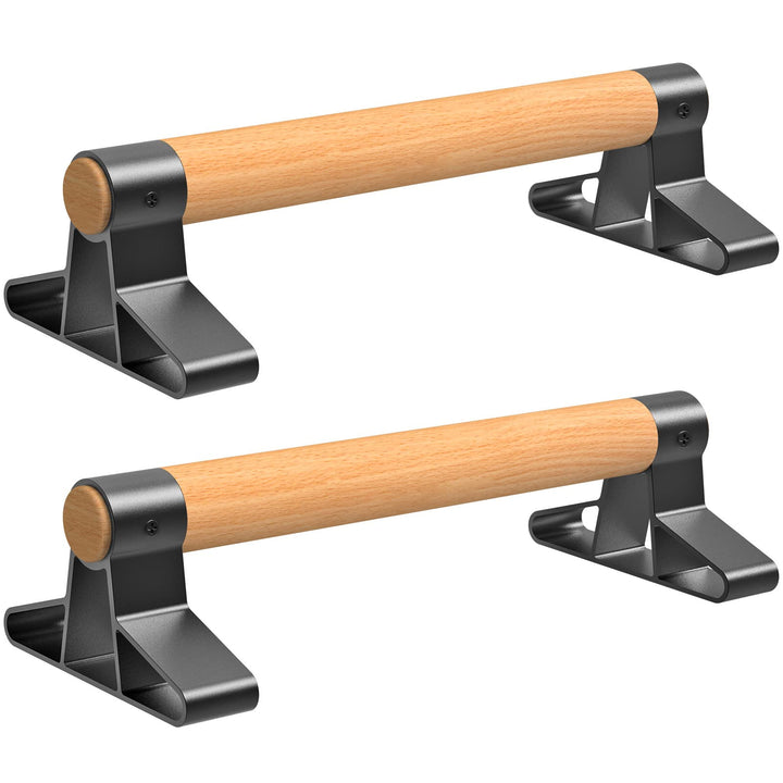 SELEWARE Liegestützgriffe mit ergonomischem Holz Griff und hochbelastbarem Stahl - Rutschfeste Push-