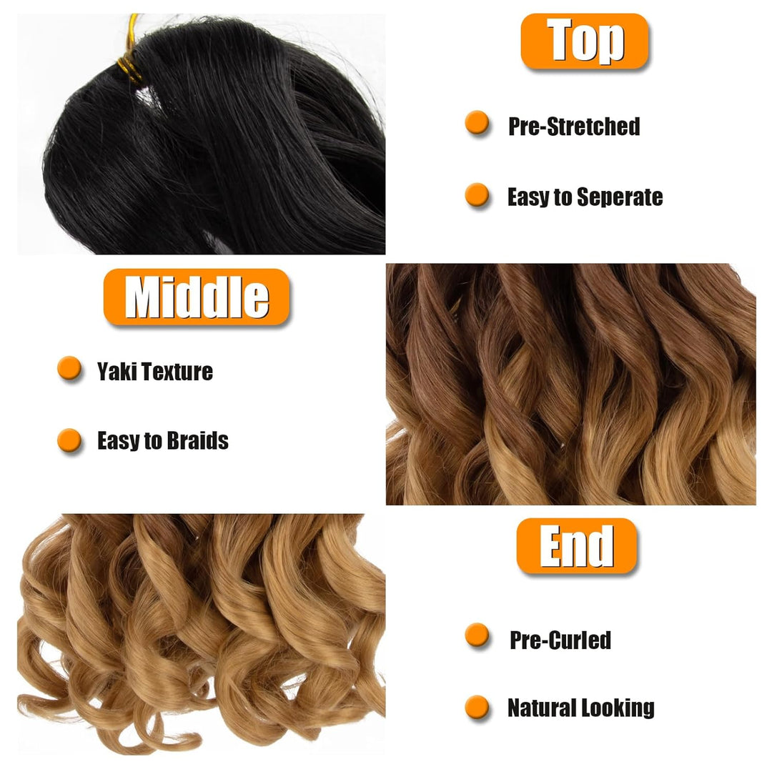 Curly Braiding Hair 24 Inch Pre Stretched Bouncy Braiding Hair Loose Wave Braiding Hair 8 Packs Fren