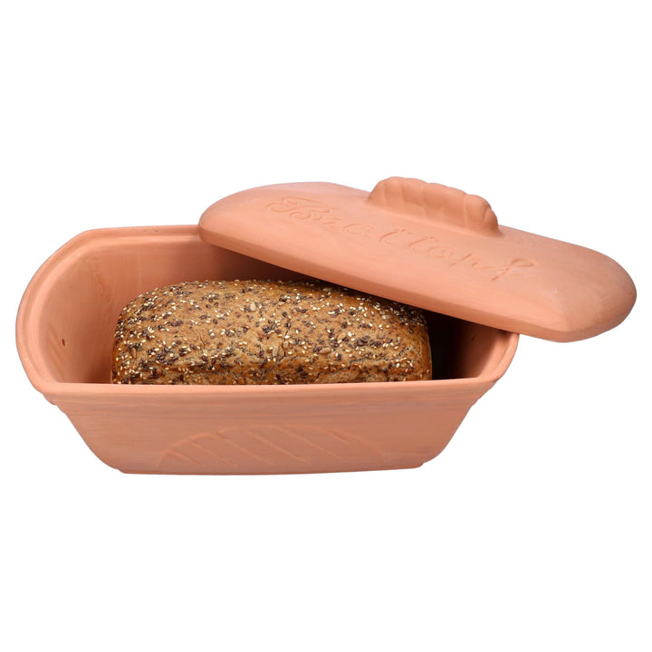 MamboCat Terra Brottopf aus Terrakotta I (LxB) 33x22,5cm I Ton-Brotkasten mit Deckel für Ihre Küche