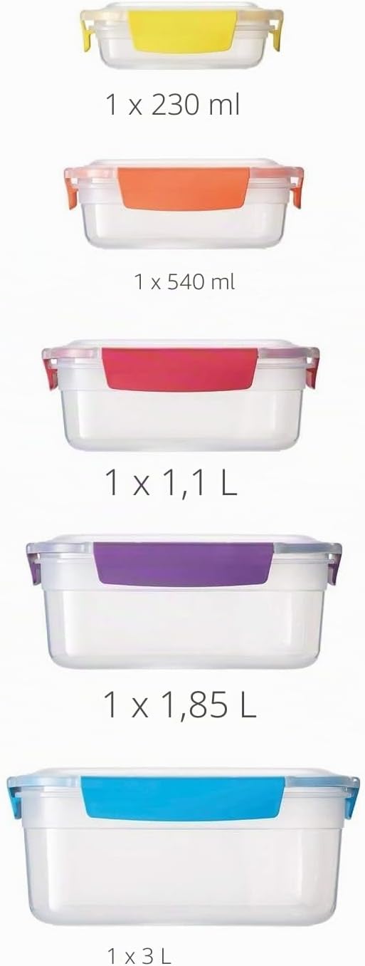 Joseph Joseph Nest Lock, 5 Stück Kunststoff Küche Lebensmittel Lagerung aufbewahrungsbox mit Deckel,