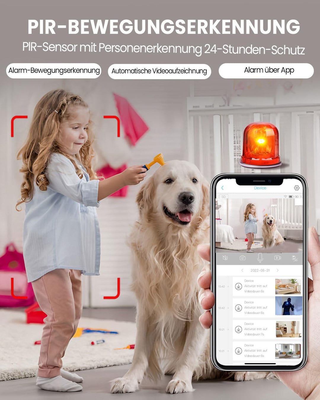 Mini Kamera,5G WiFi Überwachungskamera Innen,Kamera Überwachung Innen,Kostenloser Cloud-Speicher, La