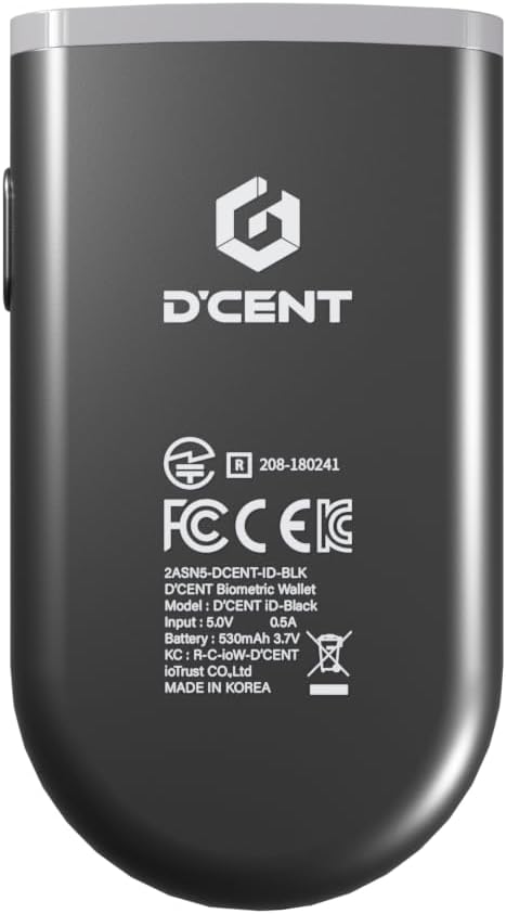 D'CENT Biometrisch Geldbörse-Kryptowährung Hardware Geldbörse-Bluetooth-Unterstützung für mehrere Mü