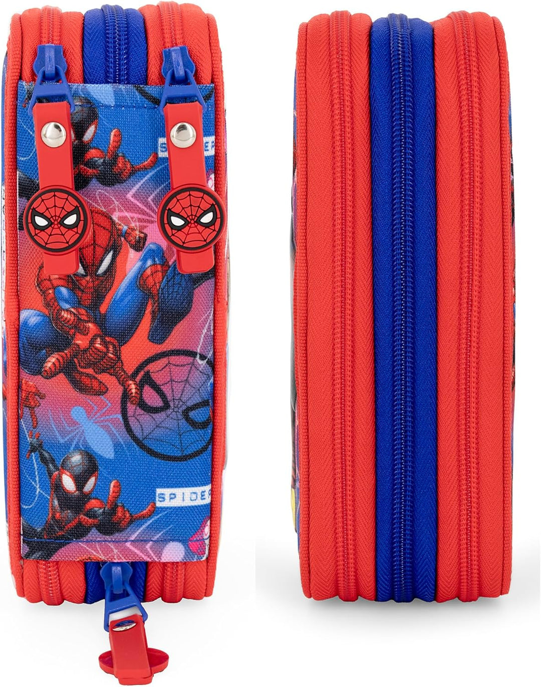 3-Fach Federmäppchen Jungen Gefüllt für Spiderman Fan – Schulmäppchen Set 46 Teile mit Radierbaren S