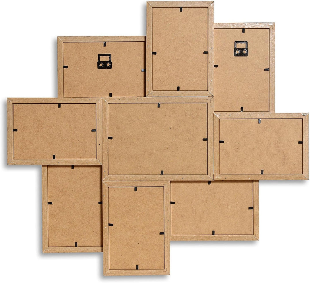 VictoR Bilderrahmen Collage Beige Holz mit 9 Bildern (8 x 10x15cm; 1 x 13x18cm) - Collage Bilderrahm