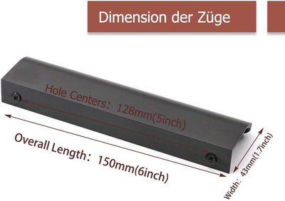 goldenwarm 5x 128mm Möbelgriffe Profilgriff Aluminium Schwarz Schrankgriffe Modernes Küchengriffe Ge