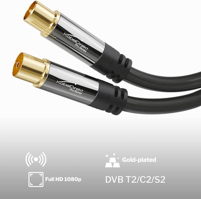 KabelDirekt – 4K Antennenkabel, Koaxialkabel, TV Kabel – Fernsehkabel mit bruchfestem Metallstecker