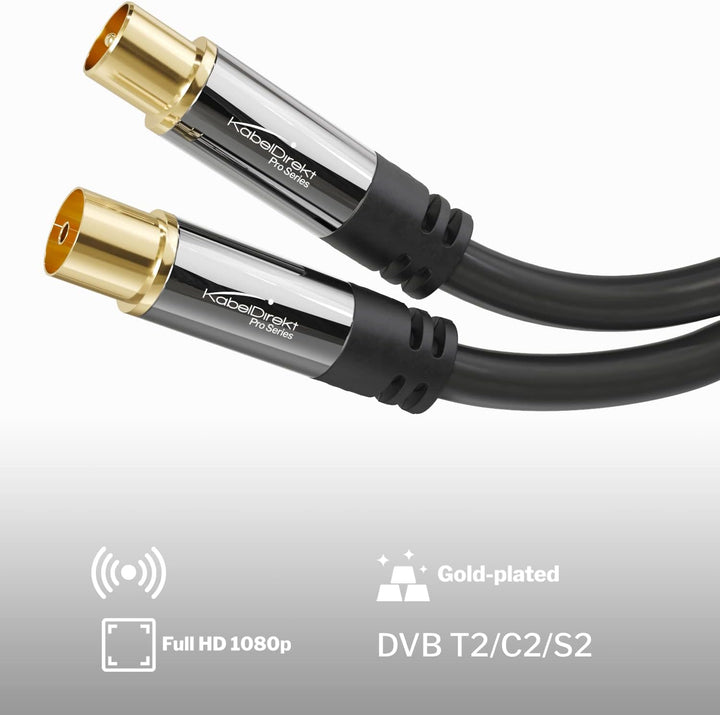 KabelDirekt – 4K Antennenkabel, Koaxialkabel, TV Kabel – 10 m – Fernsehkabel für digitales &amp; analoge