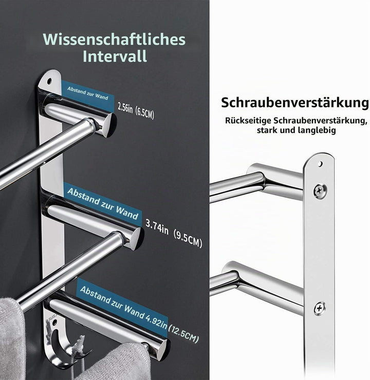 Handtuchhalter Ausziehbar 43-78CM Edelstahl Ohne Bohren Handtuchstange Wand Wandregal Geeignet für B