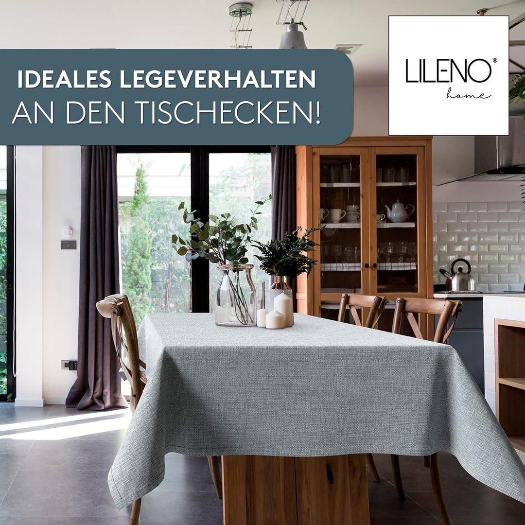 LILENO HOME Tischdecke abwaschbar [110x140cm] in Silber - Gesäumte Polypropylen Gewebe Tischdecke wa