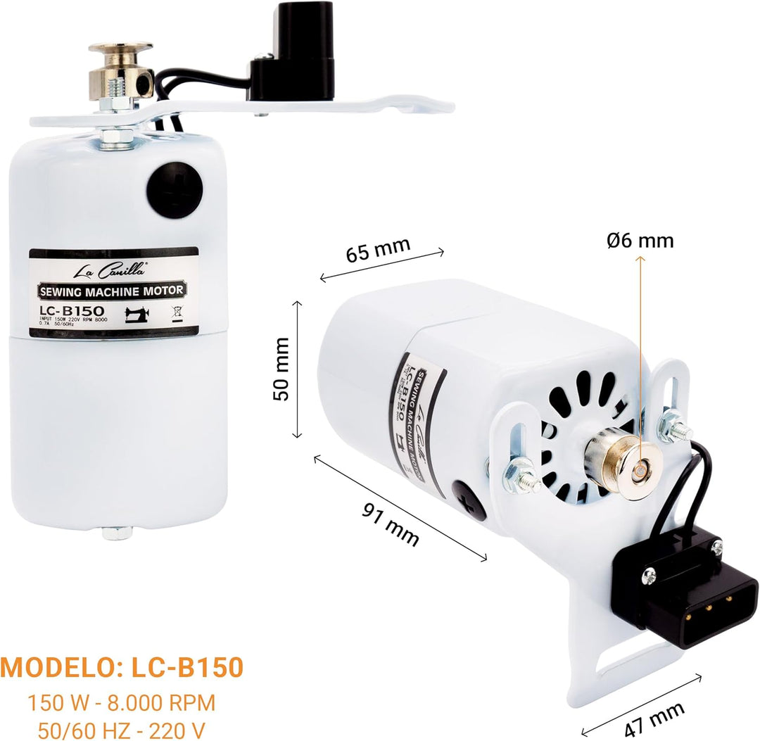 La Canilla ® - Nähmaschinenmotor 150W 8.000RPM (Weiss) | Nähmaschine Motor für Singer, AEG, Victoria