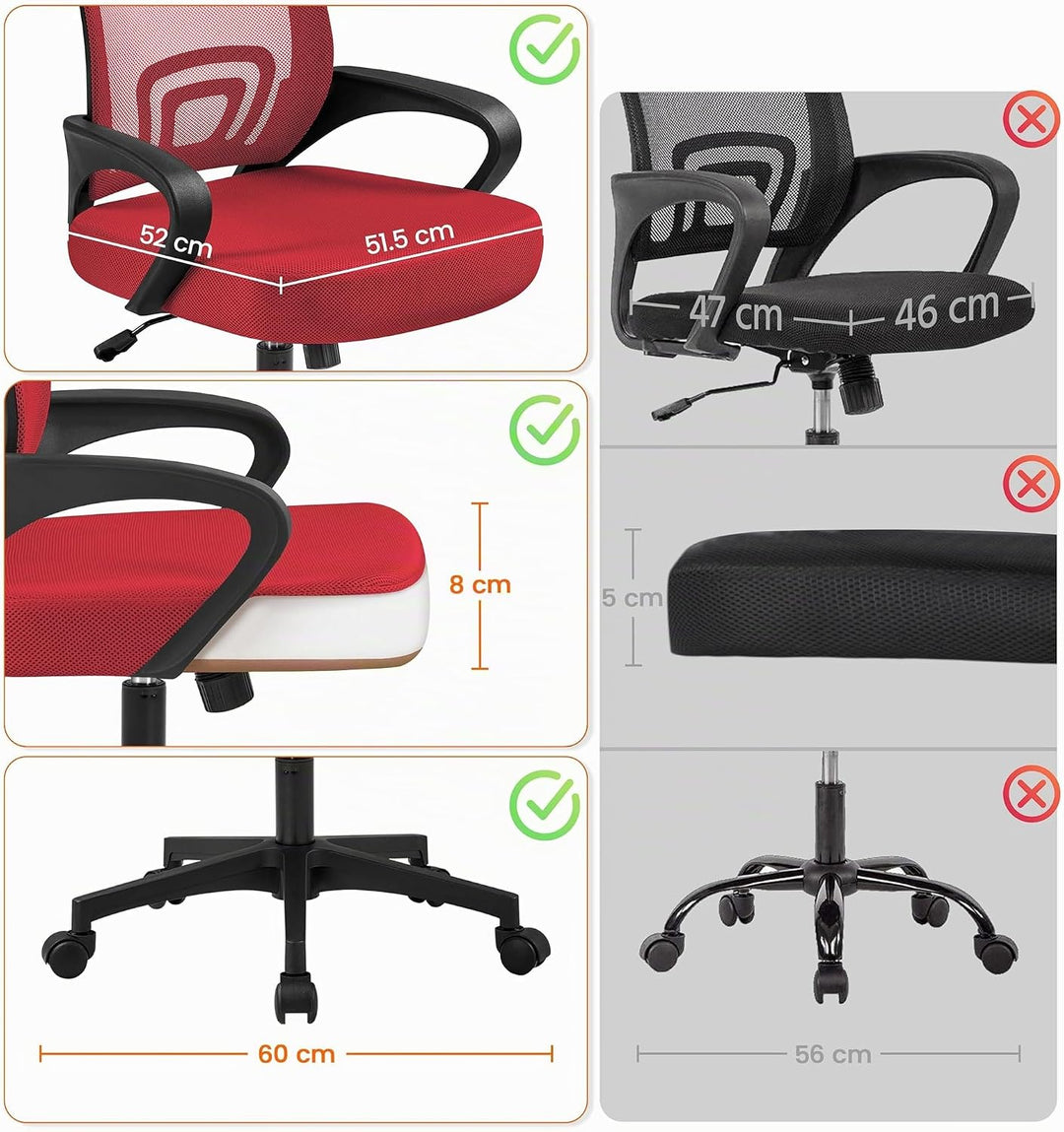 Yaheetech Bürostuhl Ergonomisch, Schreibtischstuhl mit Netzbespannung und Armlehnen, Drehstuhl aus M