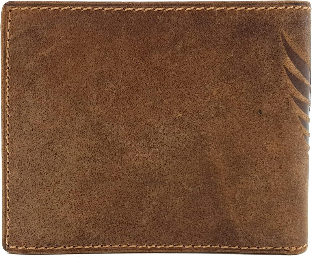 echt Leder Biker Geldbörse quer Hunterleder Portemonnaie Totenkopf Schädel Wing of Hell mit 50cm Ket