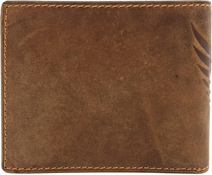 echt Leder Biker Geldbörse quer Hunterleder Portemonnaie Totenkopf Schädel Wing of Hell mit 50cm Ket