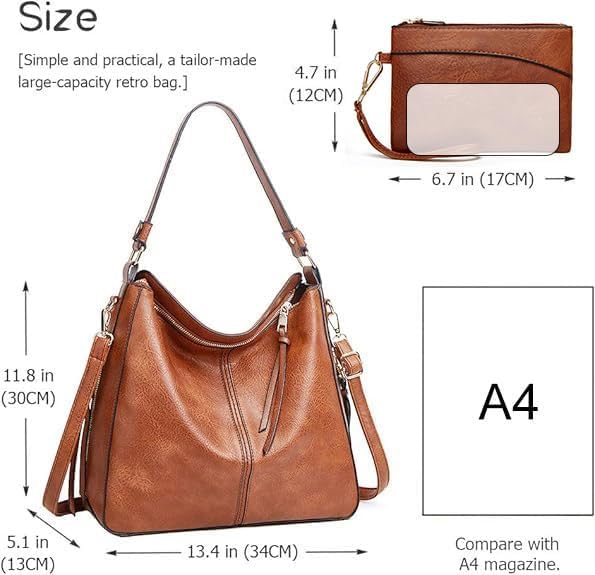 Lifetooler Handtaschen Set Gross Leder Tasche Schultertasche Hobo Taschen Damen Portemonnaie Geschen