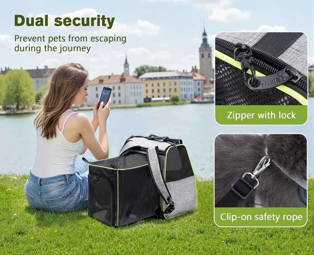 pecute Katzenrucksack Erweiterbar Hunderucksack bis 5kg, Faltbar Haustier Expansions Rucksüke mit An