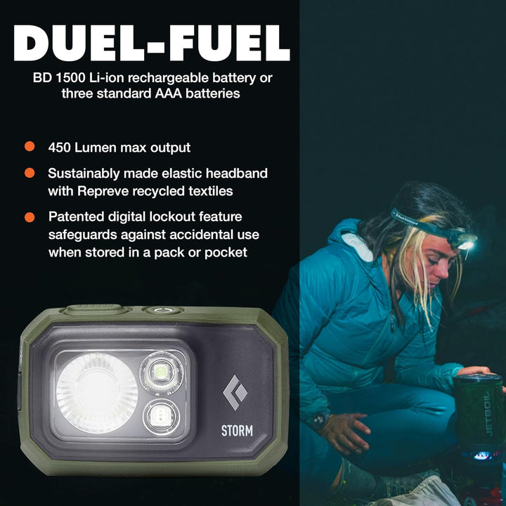 Black Diamond Storm 450 Headlamp Dark Olive one size, Dark Olive one size