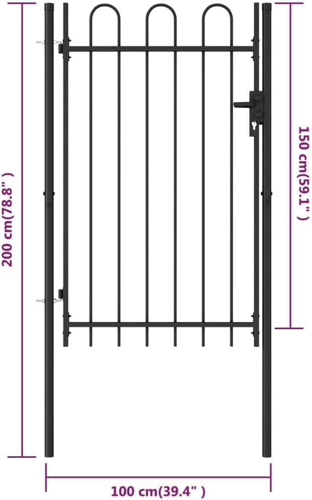 WIFESE 100x200 cm Schwarz Zauntor GartentüR Gartentor Gartenzaun Doppelstabmattenzaun Gartenzaun Kom