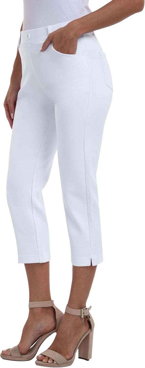 AjezMax Damen Golfhosen Capri Business Hose Elegante Golf Hosen Atmungsaktiv Yoga Büro Anzughosen El