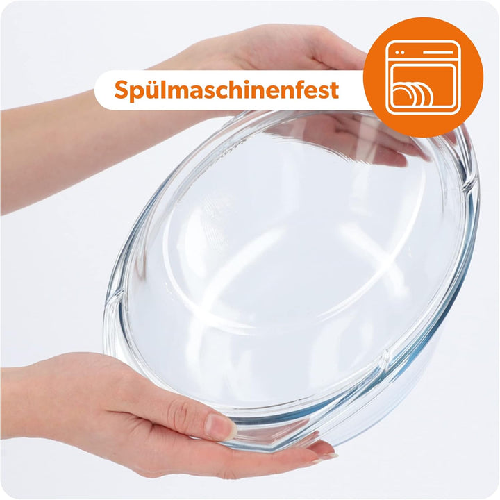 KADAX Auflaufform aus hitzebeständigem Glas, feuerfestes Gefäss, Glasbräter mit Deckel und Griffe, G