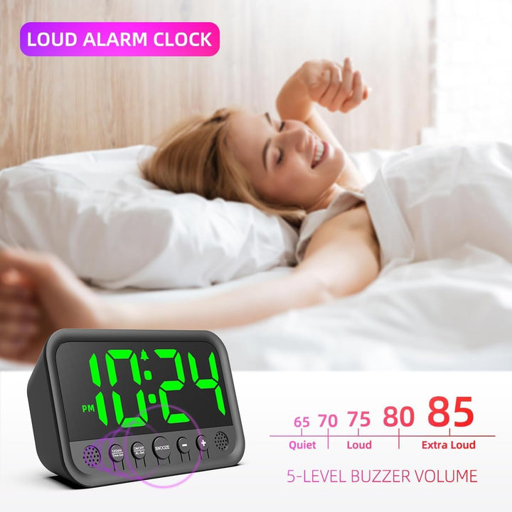 Digitaler Wecker mit Grosser LED-Anzeige für das Schlafzimmer, lauter Wecker für Schwere Schläfer, P