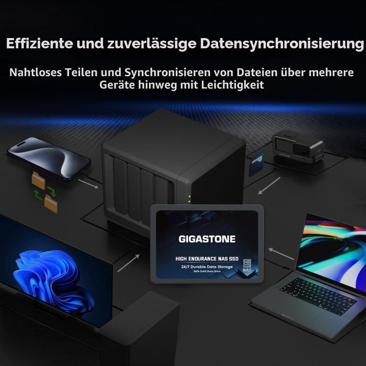 Gigastone NAS SSD 4TB SSD Festplatte Hohe Dauerhaltbarkeit SSD für 24/7 Dauerbetrieb NAS-Systeme RAI