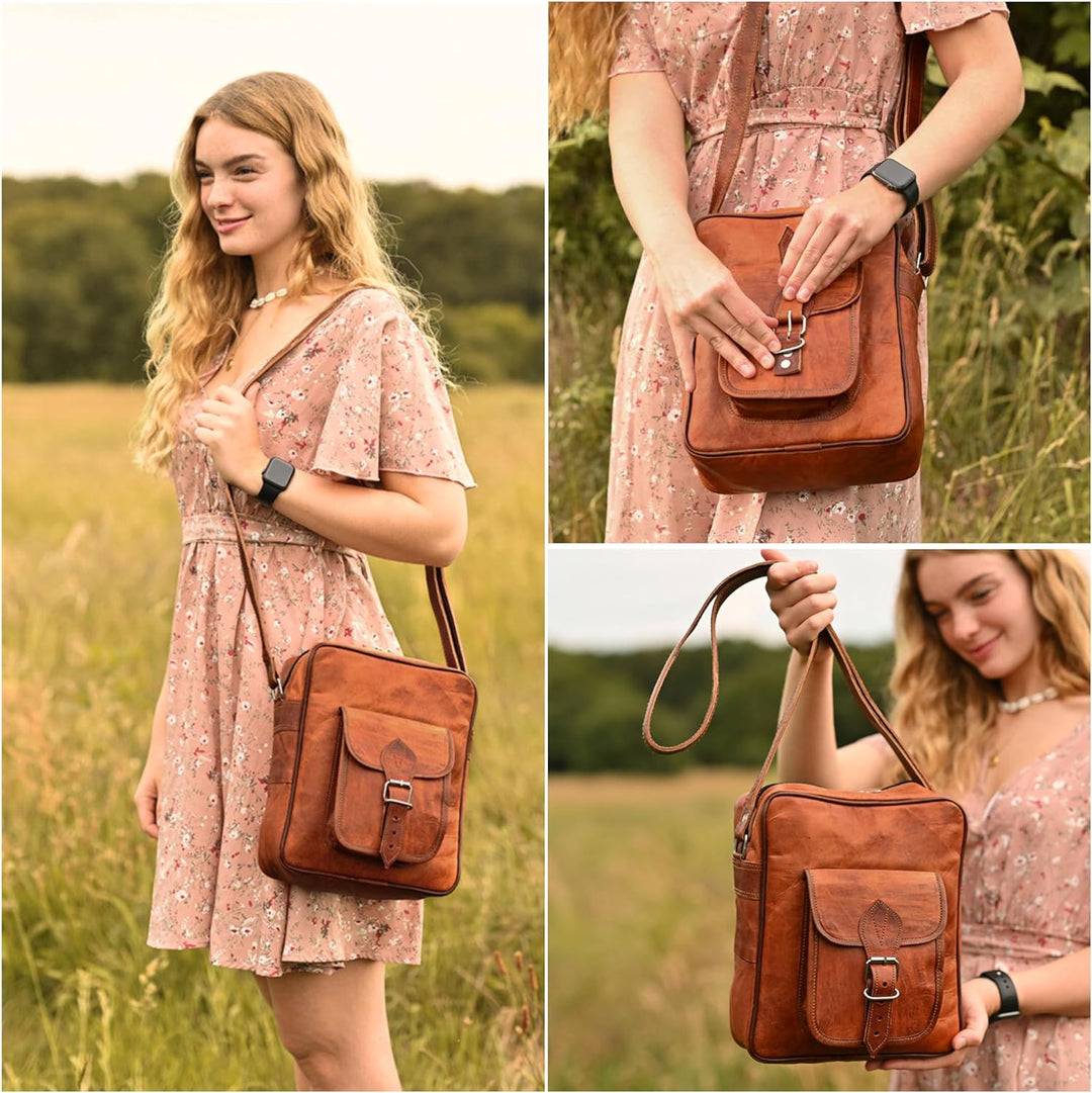 Gusti Umhängetasche Leder - Frank Handtasche Ledertasche Vintage Braun Leder Damen