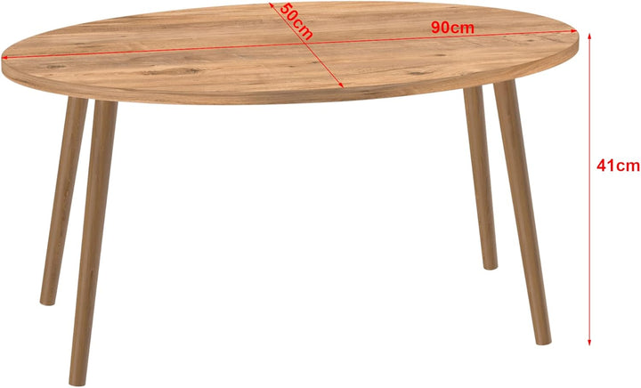 [en.casa] Couchtisch Sindal Beistelltisch 41 x 90 x 50 cm Kaffeetisch aus Spanplatte und Holz Sofati
