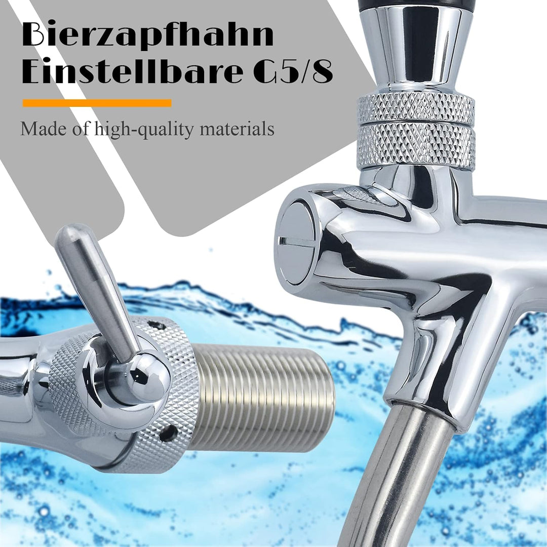 Aiyomi G5/8 Verstellbarer Bierhahn Einstellbare Bierzapfhahn Chrome Bier Zapfhahn für Hause Bier Bar