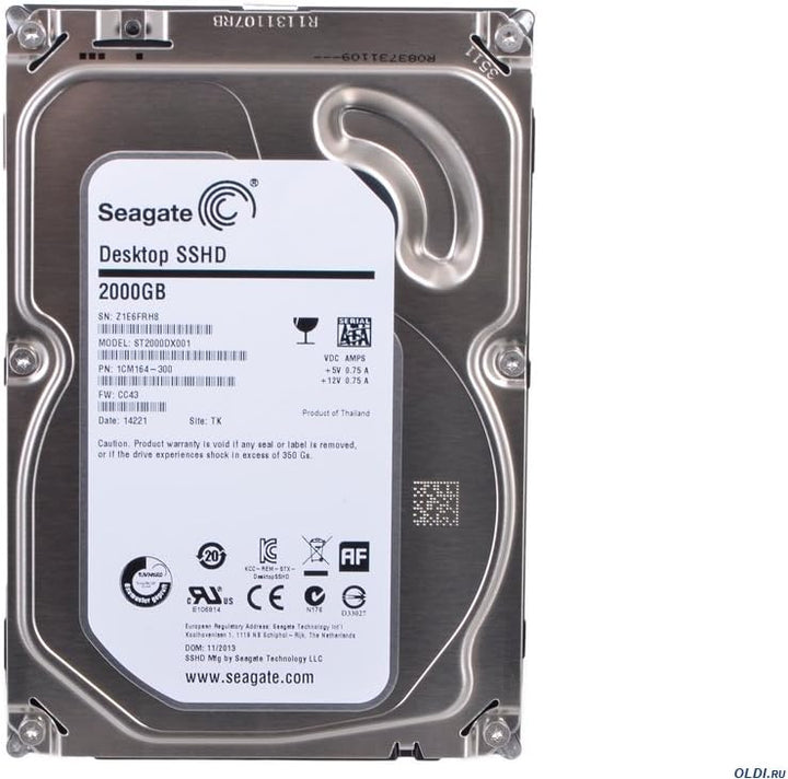 Seagate Desktop SSHD 2TB, interne Hybrid-Festplatte; 3,5", 7200rpm; 64MB Cache, SATA III - ST2000DX0