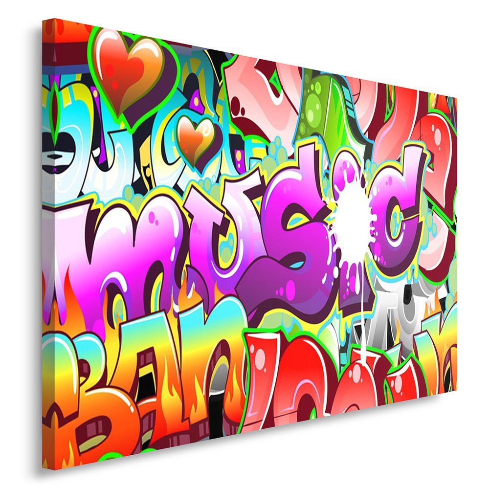 Feeby Bilder Inschrift Graffiti Musik 70x50 cm Wohnzimmer Schlafzimmer Büro Flur Küche Wandbilder Mo
