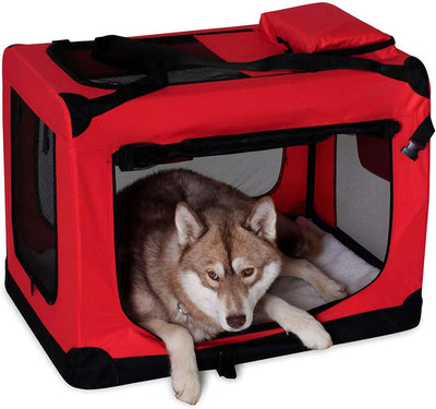 lionto Hundetransportbox Hundetasche Hundebox Faltbare Kleintiertasche Grösse XXL Farbe Rot (XXL) 90