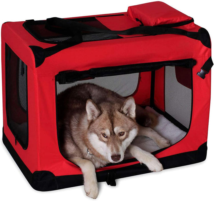 Hundetransportbox Hundetasche Hundebox Faltbare Kleintiertasche Grösse XL Farbe Rot (XL) 82x58x58 cm