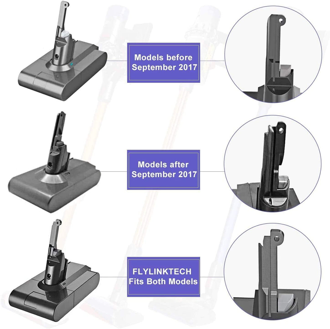 FLYLINKTECH V8 Akku, 6.0Ah V8 Ersatzakku für Dyson V8 SV10 Serie V8 Absolute V8 Animal V8 Fluffy V8