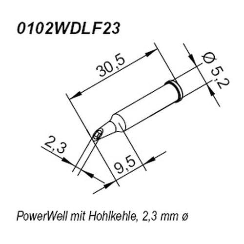 ERSA ERSADUR Dauerlötspitze gerade Power-Well mit Hohlkehle 2,3 mm Durchmesser mit ERSADUR-LF Beschi