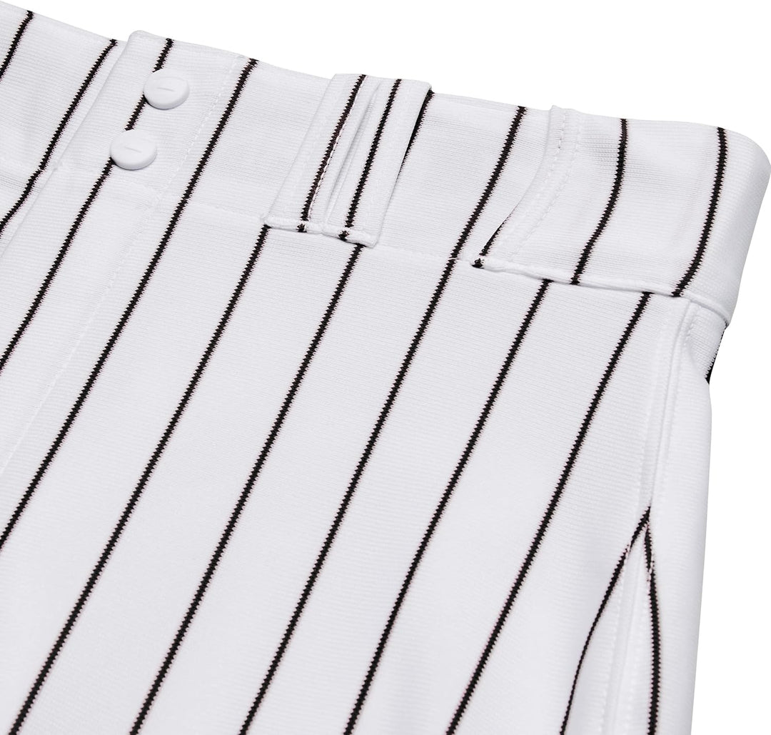 CHAMPRO Men's Triple Crown OB Open-Bottom Loose-Fit Baseball Pant with Knit-in Pinstripes Weiss / Sc