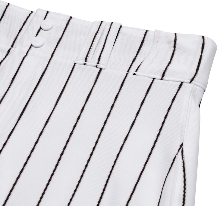 CHAMPRO Men's Triple Crown OB Open-Bottom Loose-Fit Baseball Pant with Knit-in Pinstripes Weiss / Sc