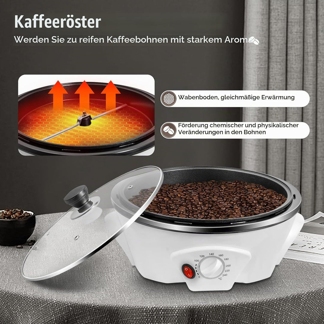 WUPYI2018 Elektrische Kaffee Röster Maschine,1200W Kaffeebohnenröster Haushalt Elektrische Trommel T