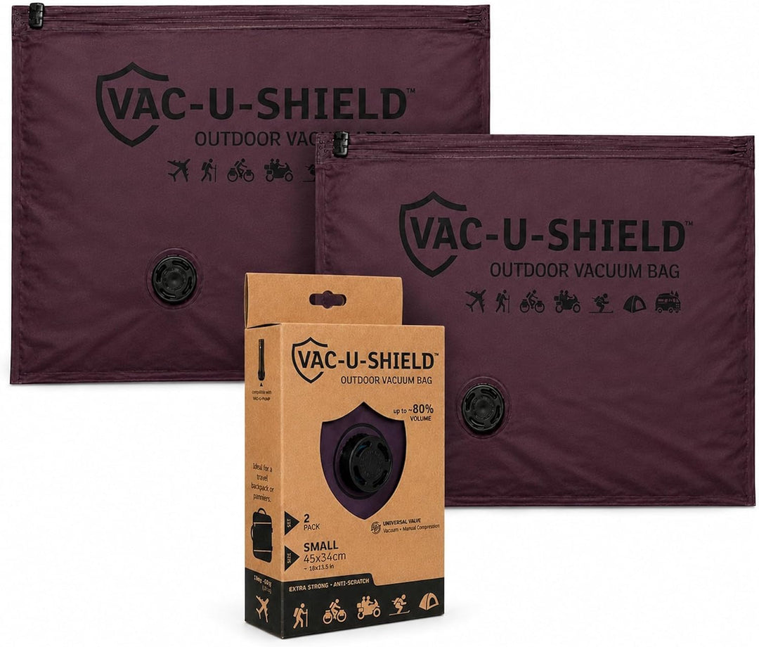 Vac-U-Shield 6 Vakuumbeutel + Vac-U-Pump, 3 Grössen S M L, Outdoor-Set | 6 Outdoor-Beutel (S M L) +
