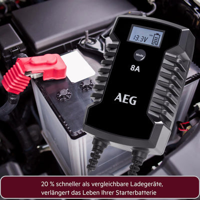 AEG Automotive 10618 Mikroprozessor-Ladegerät für Auto Batterie LD 8.0, 8 Ampere für 12/24 V, 7-HF L