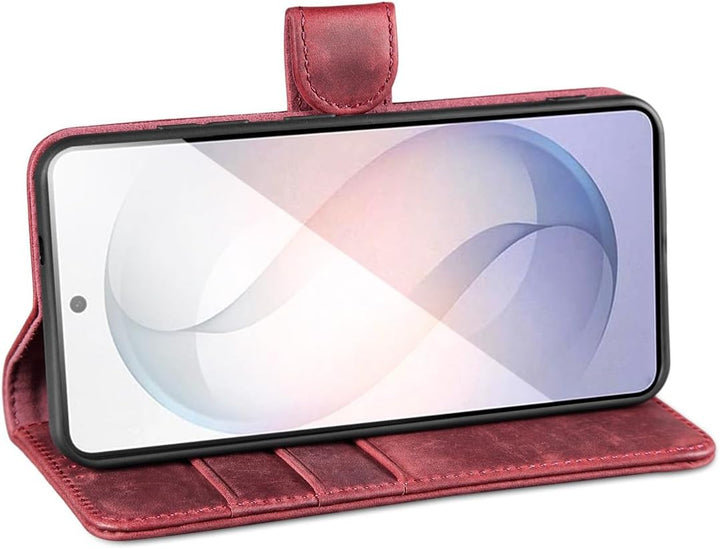 LENSUN Lederhülle für Samsung Galaxy S26, Echtleder Handyhülle [Brieftasche][RFID Schutz][Standfunkt