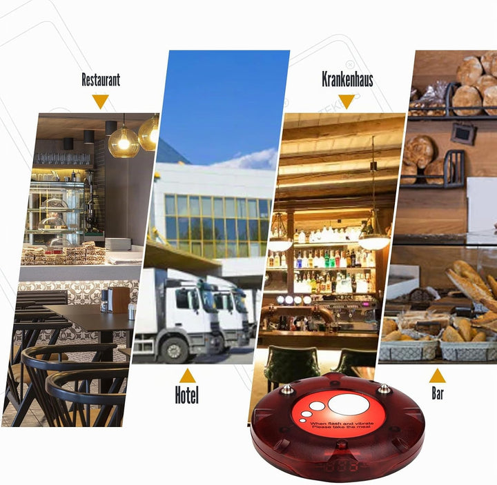Retekess TD158 Pager Rufsystem, 500M Restaurant Pager System, LED Digitalanzeige, PC Material, Einfa