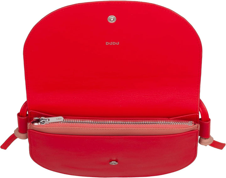 Damen Umhängetasche aus Leder, kompaktes schlankes Design Handtasche mit Knopfverschluss, Verstellba