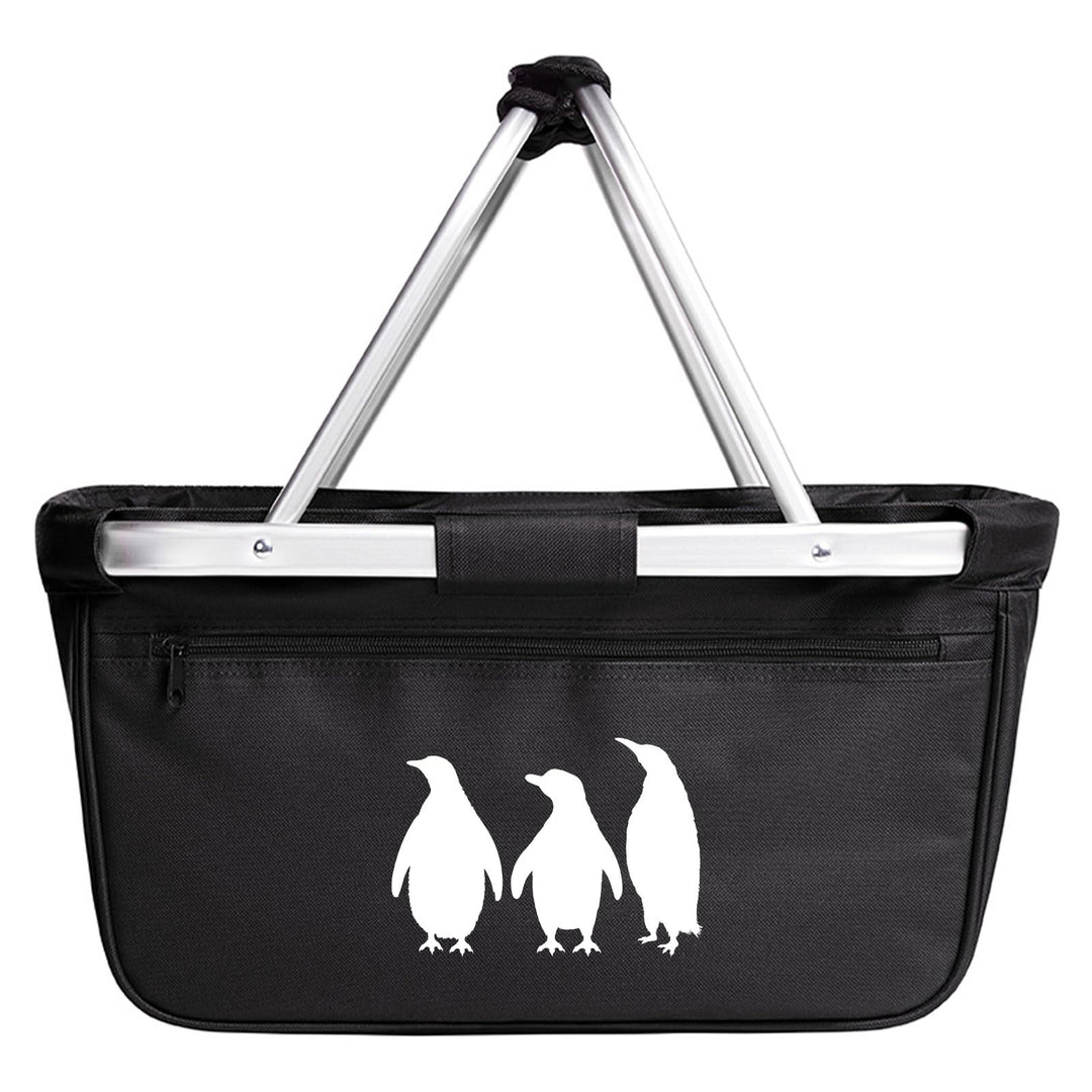 Huuraa Einkaufskorb Pinguine Silhouette 20 Liter Black faltbarer Tragekorb Geschenkidee