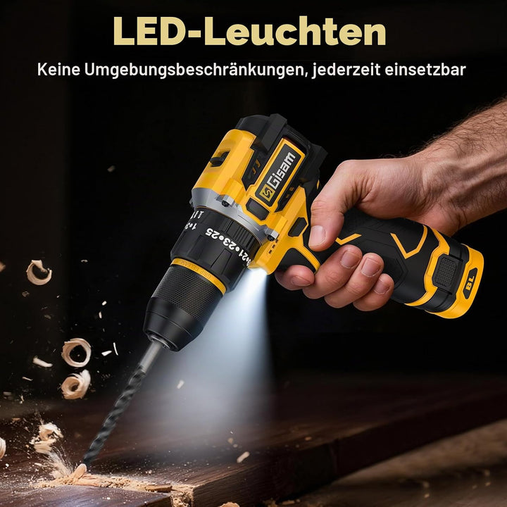 Akkuschrauber, Akku Bohrschrauber Set Mit 2000mah Akku, 25+3 Drehmomentstufen, Max 65 N.M Akku Bohrm