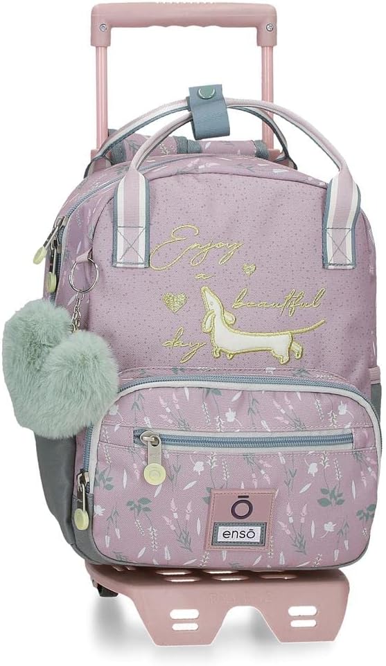Enso Beautiful Day Vorschulrucksack mit Lila Trolley 23x28x10 cm Polyester 6,44L Rucksack 28 + Troll