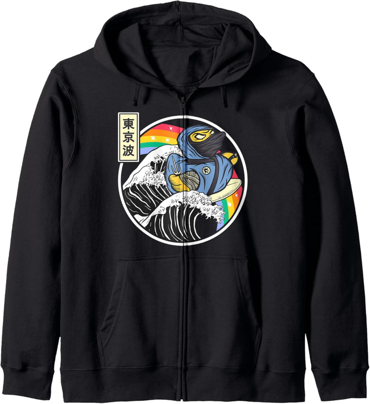 Ninja Badeente Surfing Kanagawa Wave Japan Vaporwave Kapuzenjacke