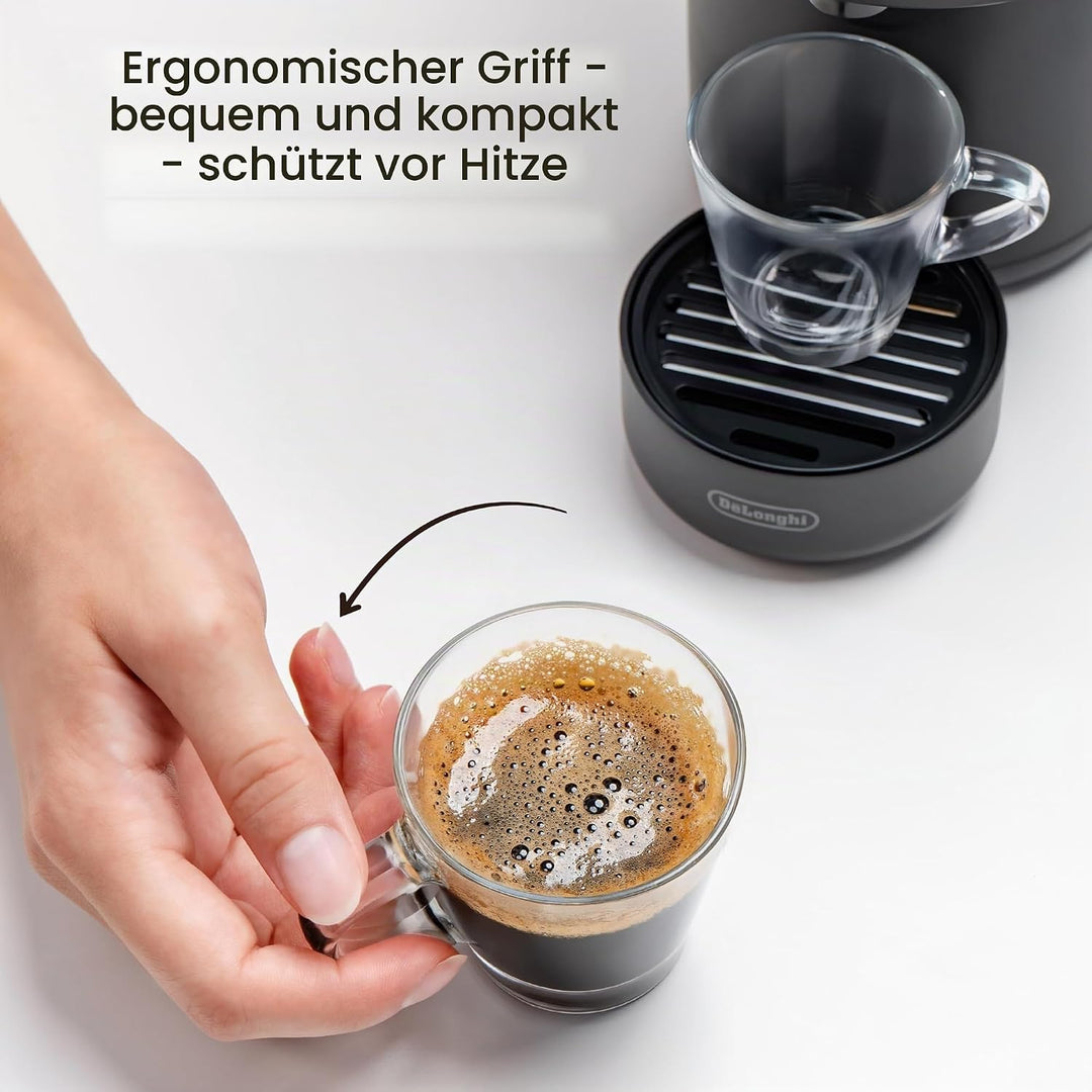 KONZEPT Espressotassen Set 80 ml, 12er Espressogläser, Espresso Tassen aus Glas mit Henkel, 12