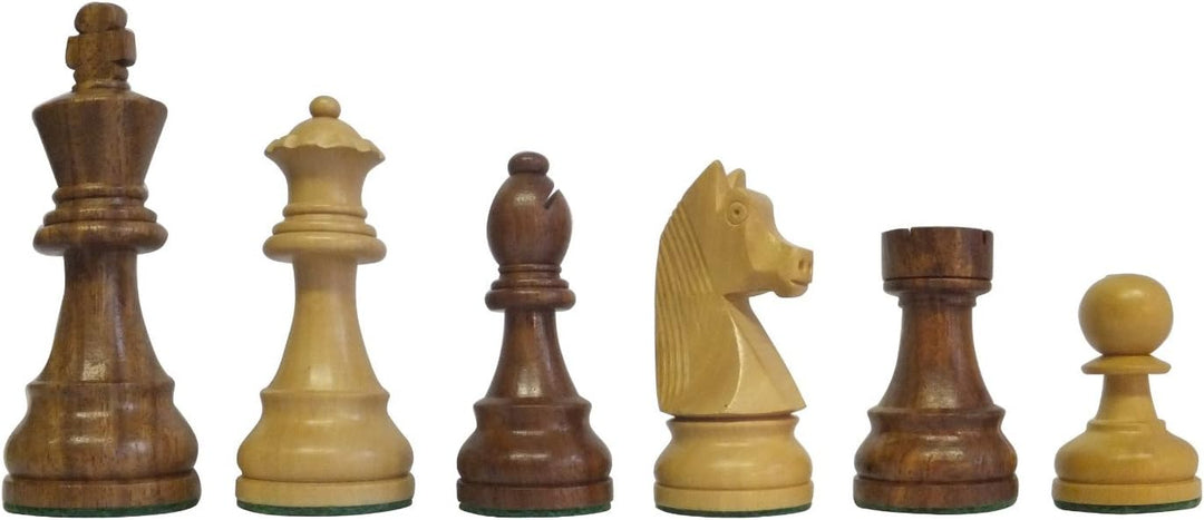 SchachQueen - Bundesliga Turnier Schachfiguren braun/weiss Classic Holz Königshöhe 97 mm