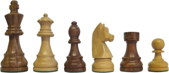 SchachQueen - Bundesliga Turnier Schachfiguren braun/weiss Classic Holz Königshöhe 97 mm