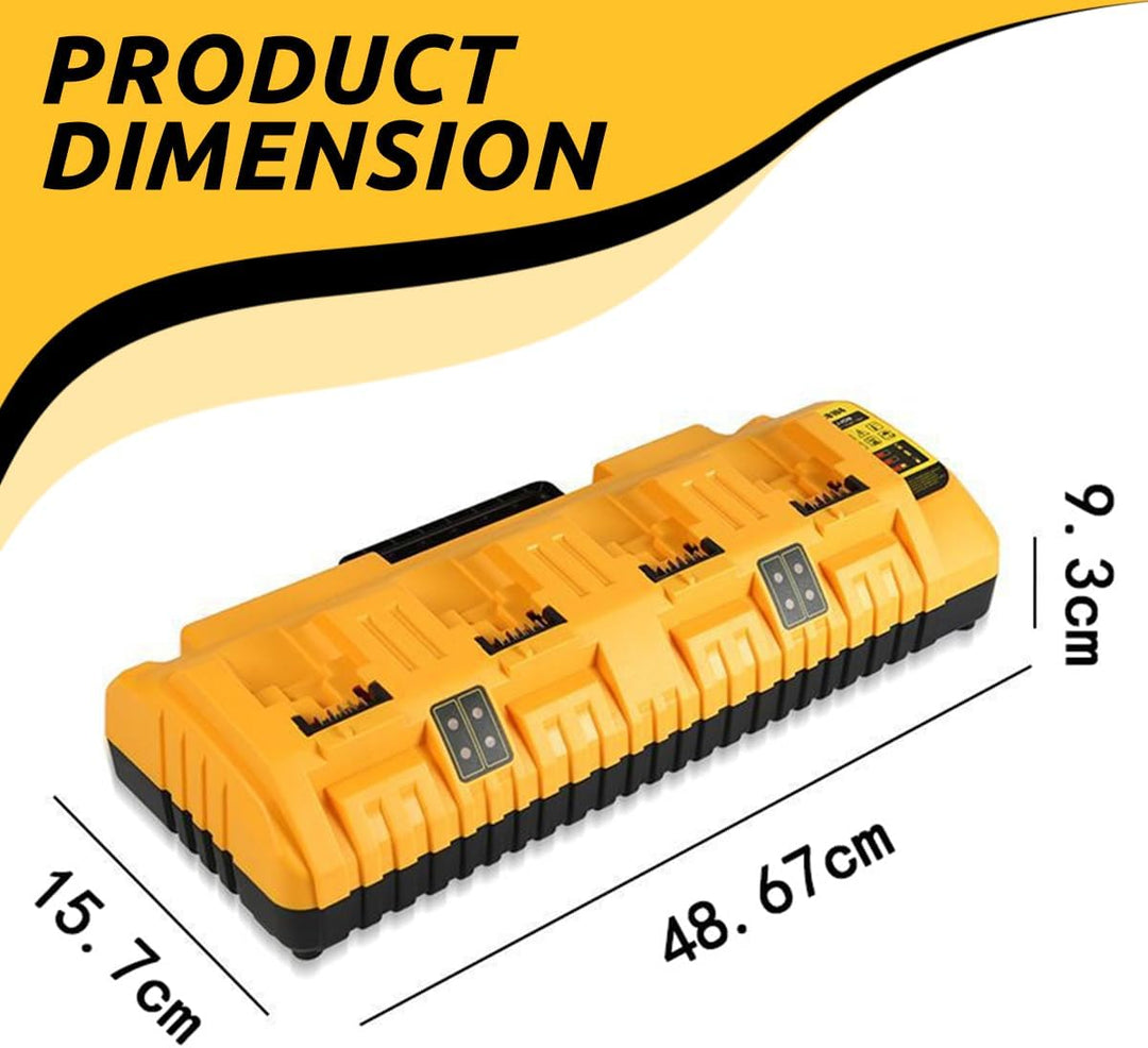4 Ports Multi-Schnellladegerät Kompatibel mit Dewalt, für Dewalt 18V -22V Lithium-Batterie, Mit 2 US